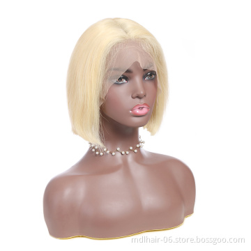 Wholesale 613 Virgin Hair Short Bob Wig, Good Quality Peruvian Remy Hair 13*4 Lace Front Bob Wigs 9A 10A Blonde Hair